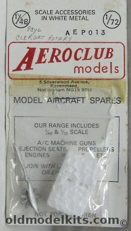 Aeroclub 1/72 Clerget 9 Cylinder Rotary  Engine and Propeller - World War I, AEP013 plastic model kit